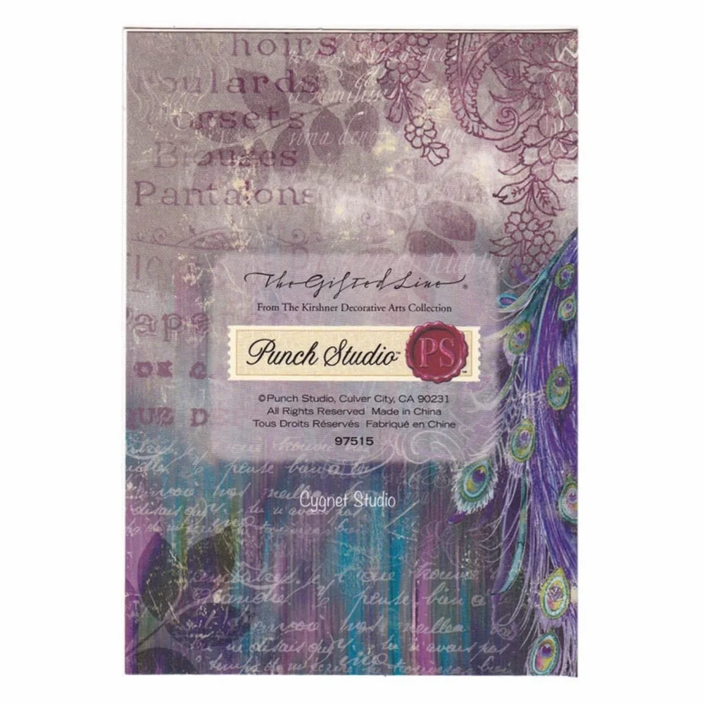 Punch Studio Single (1) Thank You Card + Env: Purple Aiguillerie Peacock (97515)